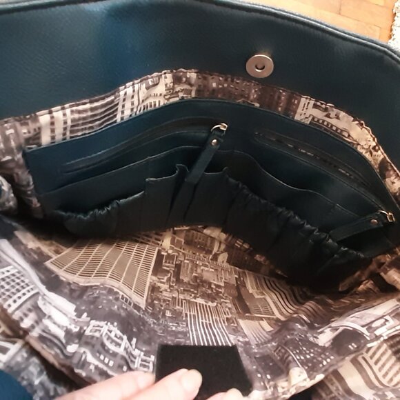 Kenneth Cole Reaction Vintage Tote/Laptop Bag Blue Leather - Picture 6 of 8